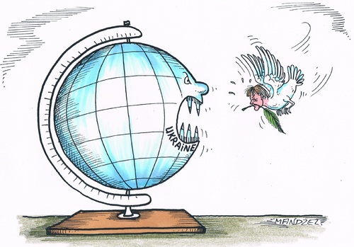 Cartoon: Merkel als Friedenstaube (medium) by mandzel tagged merkel,friedenstaube,ukraine,krieg,merkel,friedenstaube,ukraine,krieg
