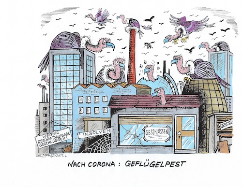 Cartoon: Nach Corona die Geflügelpest... (medium) by mandzel tagged corona,pandemie,panik,chaos,hysterie,pleiten,geier,insolvenzen,geschäftsauflösungen,corona,pandemie,panik,chaos,hysterie,pleiten,geier,insolvenzen,geschäftsauflösungen