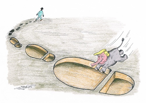 Cartoon: Obama geht und Trump kommt (medium) by mandzel tagged usa,obama,trump,präsidentenwechsel,wahlen,demokratie,usa,obama,trump,präsidentenwechsel,wahlen,demokratie