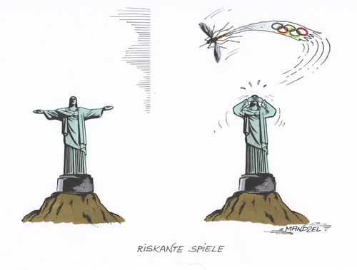 Cartoon: Olympiade und Zika (medium) by mandzel tagged zika,olympiade,brasilien,rio,jesusstatue,mücke,zika,olympiade,brasilien,rio,jesusstatue,mücke