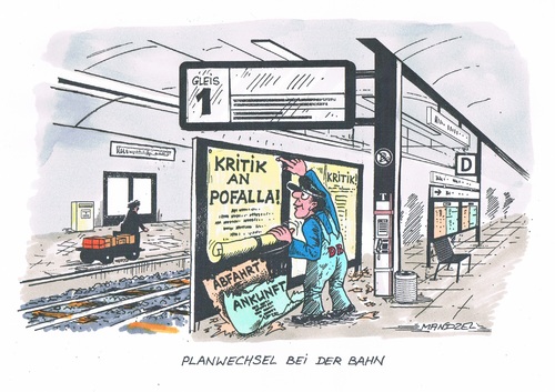 Cartoon: Planwechsel bei der DB (medium) by mandzel tagged pofalla,db,kritik,planwechsel,bahnchef,pofalla,db,kritik,planwechsel,bahnchef