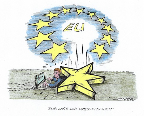 Cartoon: Pressefreiheit in Europa (medium) by mandzel tagged pressefreiheit,europa,druck,zensur,pressefreiheit,europa,druck,zensur