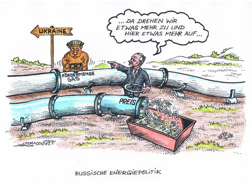 Cartoon: Putin gibt Gas (medium) by mandzel tagged gas,ukraine,putin,gas,ukraine,putin