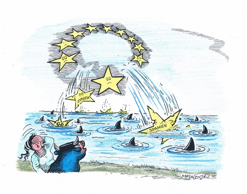 Cartoon: Sinkende Sterne (medium) by mandzel tagged eu,sterne,untergangsstimmung,zypern,spanien,griechenland,gehen,unter,eu,sterne,untergangsstimmung,zypern,spanien,griechenland