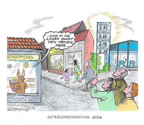 Cartoon: Spritpreise (medium) by mandzel tagged deutschland,spritpreise,kriege,ostern,deutschland,spritpreise,kriege,ostern