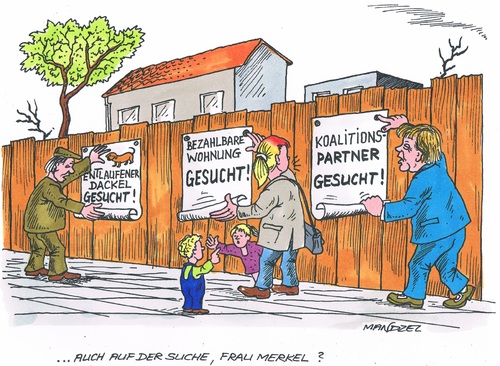 Cartoon: Ständig auf der Suche (medium) by mandzel tagged suche,koalitionspartner,merkel,merkel,koalitionspartner,suche
