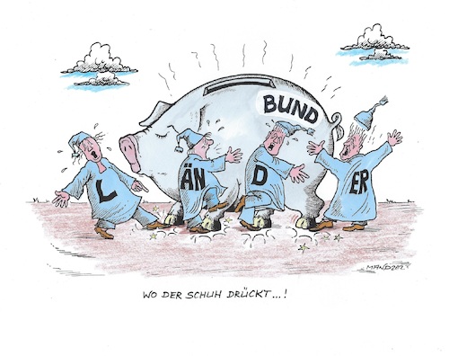 Cartoon: Streit um Geld (medium) by mandzel tagged bund,länder,deutschland,verteilungsprobleme,geld,sparnotwendigkeiten,ausgewogenheit,bund,länder,deutschland,verteilungsprobleme,geld,sparnotwendigkeiten,ausgewogenheit