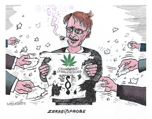 Cartoon: Teil-Legalisierung (medium) by mandzel tagged lauterbach,gesetzentwurf,cannabis,legalisierung,kritik,polizei,länder,lauterbach,gesetzentwurf,cannabis,legalisierung,kritik,polizei,länder