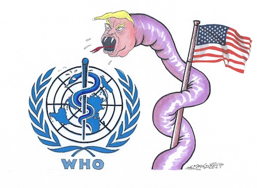 Cartoon: Trump droht (medium) by mandzel tagged corona,pandemie,panik,chaos,hysterie,pleiten,trump,who,drohungen,china,zahlungsstopp,corona,pandemie,panik,chaos,hysterie,pleiten,trump,who,drohungen,china,zahlungsstopp