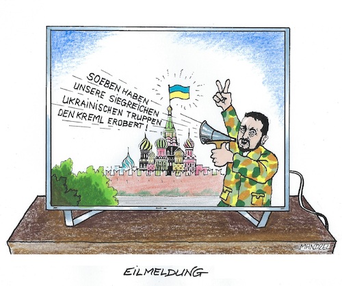 Cartoon: Ukraine weiter auf dem Vormarsch (medium) by mandzel tagged ukraine,selenskyj,krieg,siege,russlandeinmarsch,terrorismus,ukraine,selenskyj,krieg,siege,russlandeinmarsch,terrorismus