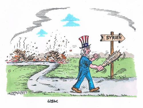 Cartoon: Unermüdlich im Einsatz (medium) by mandzel tagged syrien,amerika,zerstörung,keule,gewaltausübung,syrien,amerika,zerstörung,keule,gewaltausübung