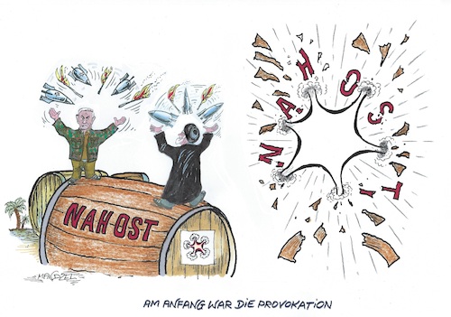 Cartoon: Vom Hass bis zum großen Knall (medium) by mandzel tagged israel,netanjahu,iran,rache,mordtaten,kriegsgefahr,terror,menschenrechtsverstöße,genozid,israel,netanjahu,iran,rache,mordtaten,kriegsgefahr,terror,menschenrechtsverstöße,genozid