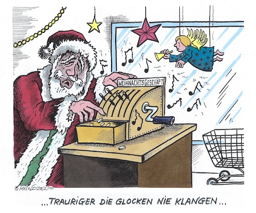 Cartoon: Weihnachtsgeschäft (medium) by mandzel tagged weihnachten,konsumzurückhaltung,umsatzmangel,weihnachten,konsumzurückhaltung,umsatzmangel