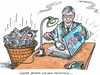 Cartoon: Auf dem Prüfstand (small) by mandzel tagged doktorarbeit,steinmeier,überprüfung,papierkorb
