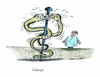 Cartoon: Praxisgebühr löst Streit aus (small) by mandzel tagged praxisgebühr,äskulapschlagen,michel