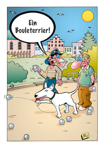 Cartoon: Boule (medium) by stefanbayer tagged boule,boulekugel,boulespiel,bullterrier,terrier,hund,spielen,freizeit,wortspiel,kampfhund,bay,bayer,stefanbayer,outdoorspiel