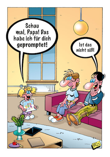 Cartoon: Kinderbild (medium) by stefanbayer tagged kinder,kinderbild,kinderzeichnung,ai,ki,künstlicheintelligenz,papa,familie,eltern,elternstolz,prompten,internet,kreativität