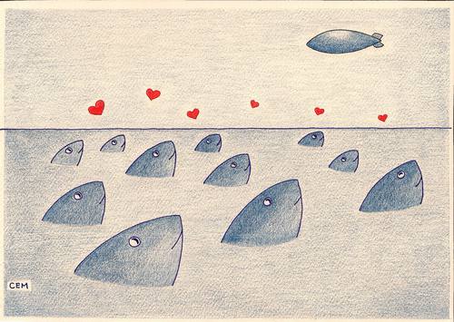 Cartoon: love of fishes (medium) by cemkoc tagged fish