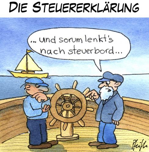 Cartoon: Die Steuererklärung (medium) by Andreas Pfeifle tagged steuererklärung,steuer,matrose,kapitän,seefahrt