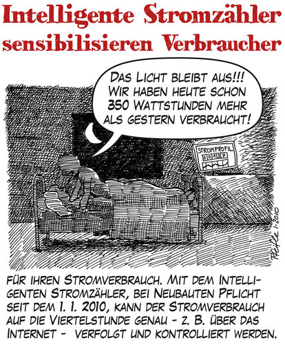 Cartoon: Intelligente Stromzähler (medium) by Andreas Pfeifle tagged intelligenter,stromzähler,smartmeter,stromverbrauch,klimaschutz,schlafzimmer,strom