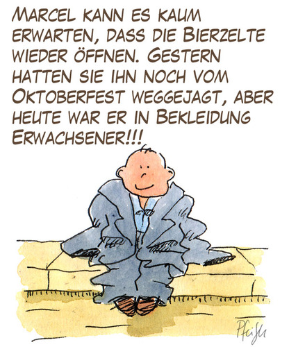 Cartoon: Kleider machen Leute (medium) by Andreas Pfeifle tagged oktoberfest,bekleidung,erwachsene