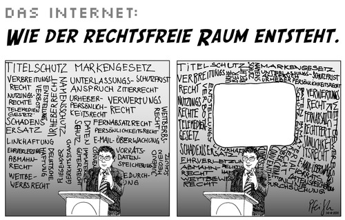 Cartoon: Rechtsfreier-Raum (medium) by Andreas Pfeifle tagged internet,rechtsfreier,raum,innenminister,plattitüde