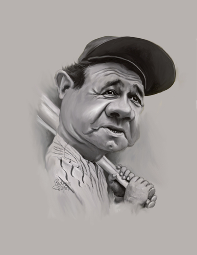 Cartoon: Babe Ruth (medium) by rocksaw tagged the,great,bambino,caliph,of,clout,sultan,swat,bam,jack,dunns,baby