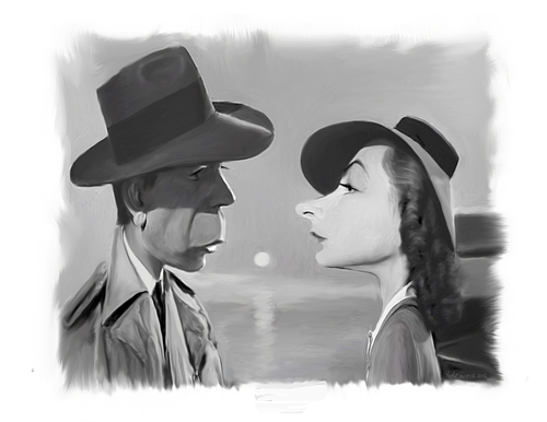 Cartoon: Humphrey Bogart and Lauren Bacal (medium) by rocksaw tagged humphrey,bogart,and,lauren,bacall