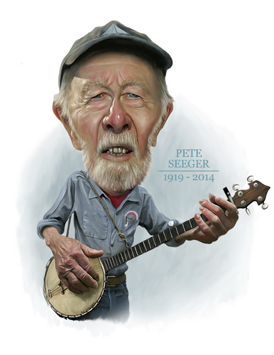 Cartoon: PETE SEEGER (medium) by rocksaw tagged pete,seeger,caricature