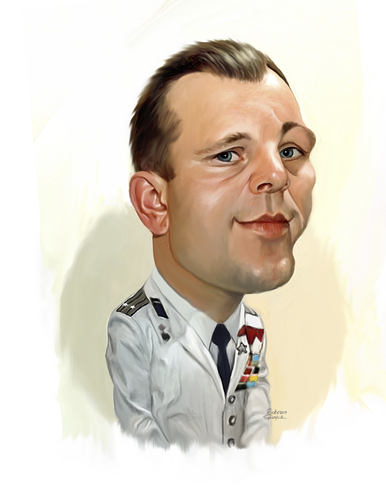 Cartoon: Yuri Alekseyevich Gagarin (medium) by rocksaw tagged caricature,study,yuri,gagarin