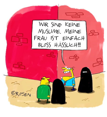 Cartoon: Keine Muslime (medium) by Holga Rosen tagged burka,burka,muslime,frauen,hässlich,männer