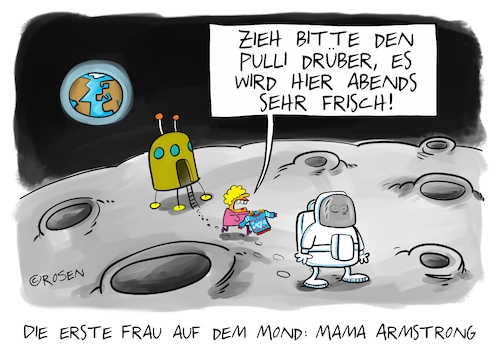 Cartoon: Mama Armstrong (medium) by Holga Rosen tagged mondlandung,kalt,pullover,armstrong,apollo,1969,mama,mutter,mondlandung,kalt,pullover,armstrong,apollo,1969,mama,mutter