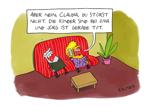 Cartoon: Nicht stören (medium) by Holga Rosen tagged telefonieren,tot,freundin,jörg,telefonieren,tot,freundin,jörg