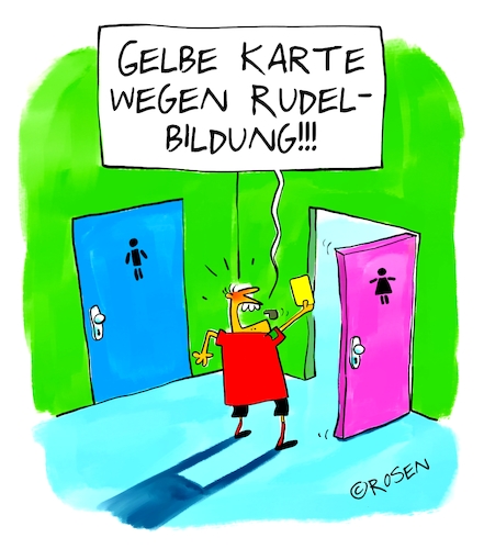 Cartoon: Rudelbildung (medium) by Holga Rosen tagged schiri,schiri,toiletten,gelbe,karte,rudel,mann,frau