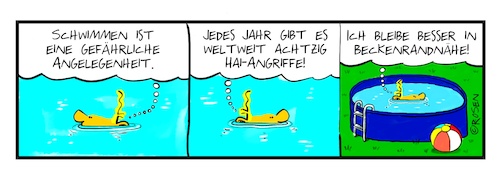 Cartoon: Schwimmen (medium) by Holga Rosen tagged robert,junge,schwimmen,hai,gefahr,swimming,pool,robert,junge,schwimmen,hai,gefahr,swimming,pool