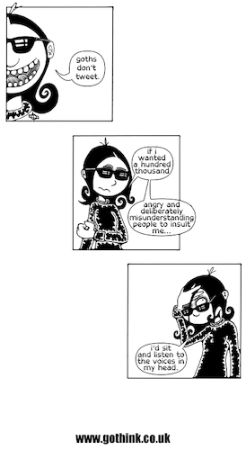 Cartoon: Donna Chaotic - Voice (medium) by gothink tagged goth,emo,punk,teen,girl,twitter,tweet,voices,head,insult