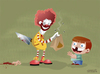 Cartoon: Happy meal (small) by cosmicomix tagged happy,meal,mc,donald,ronald,sadist,evil,clown,junk,food