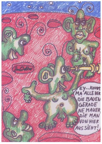 Cartoon: Mauerbau (medium) by FMWalter tagged trump,usa,mexiko,wirtschaftsliberalismus,thelandofthefreeandbrave,marsmännchen,ausgrenzungspolitik,kalterkrieg
