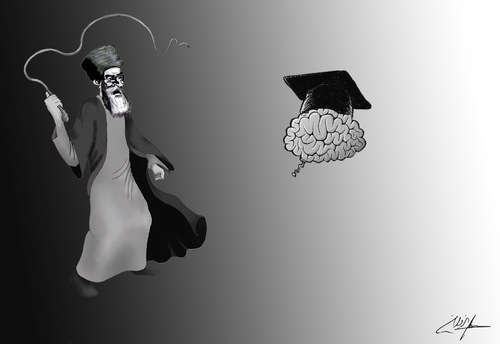 Cartoon: khamenei03 (medium) by hossein yazdani tagged university,khamenei