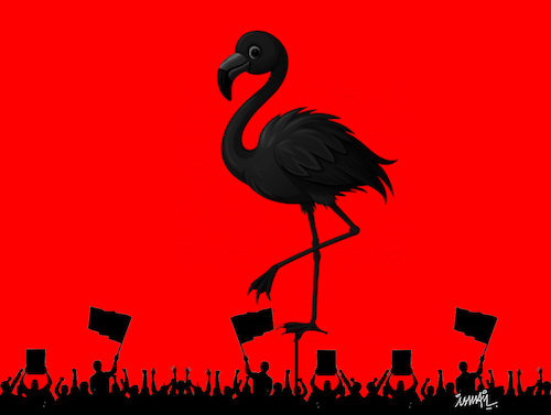 Cartoon: Flamingo Revolution (medium) by ismail dogan tagged albania