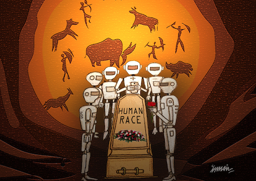 Cartoon: Human race (medium) by ismail dogan tagged robotisation