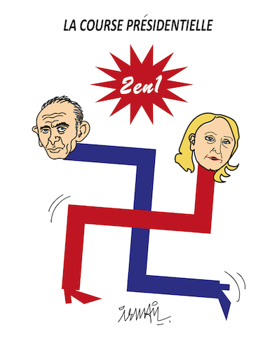Cartoon: Presidential race (medium) by ismail dogan tagged zemmour,le,pen