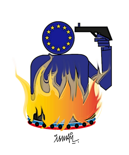 Cartoon: Russian gas EU sanction (medium) by ismail dogan tagged russian,gas