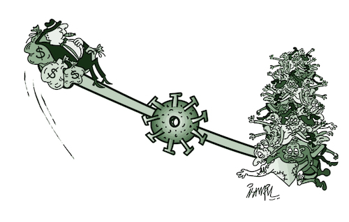 Cartoon: Seesaw (medium) by ismail dogan tagged covid,19