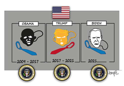 Cartoon: Transformation colors (medium) by ismail dogan tagged the,presidents,of,usa