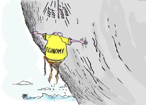 Cartoon: cliff hanger (medium) by barbeefish tagged hold,on