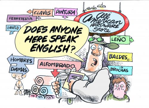 Cartoon: lingo bingo (medium) by barbeefish tagged spanish,english