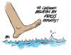 Cartoon: on WATER (small) by barbeefish tagged press,adulation
