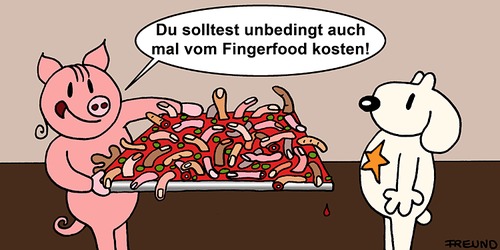 Cartoon: Guten Appetit! (medium) by zguk tagged fingerfood,mahlzeit,häppchen,nahrung,essen,absurd