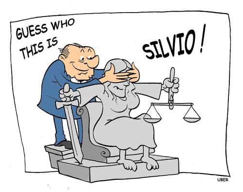 Cartoon: EASY QUESTION (medium) by uber tagged italya,italy,berlusconi,justitia,silvio berlusconi,italien,justiz,gesetz,gerechtigkeit,silvio,berlusconi